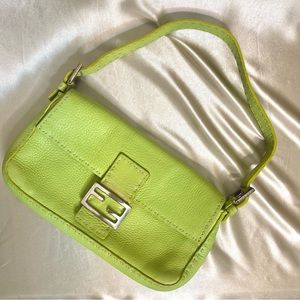 Fendi Vintage leather green baguette shoulder bag